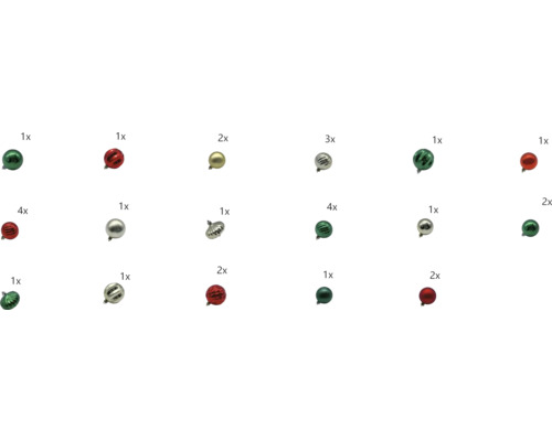 Weihnachtsdekoration Lafiora 30er KS Mix familie Différentes boules de Noël de différentes couleurs et finitions
