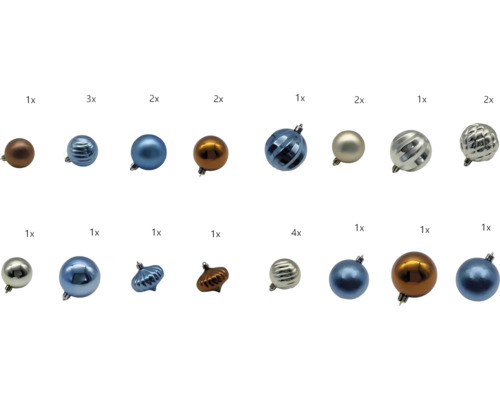 Verschiedene Christbaumkugeln aus Glas und Kunststoff