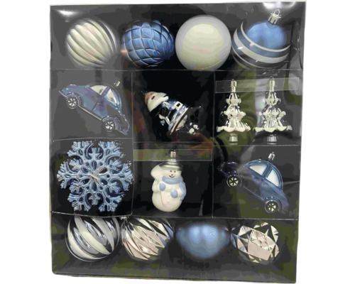 Weihnachtskugeln Lafiora 25er Set Kunststoff Figuren Candy Sortiment an Weihnachtskugeln und Anhängern in einer Verpackung