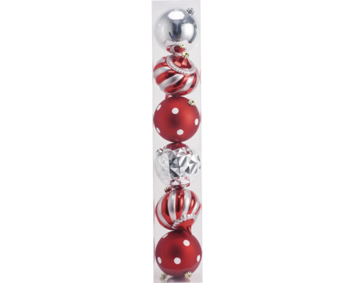 Boules de Noël variées dans un emballage transparent