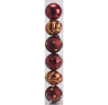 Ensemble de six boules de Noël rouges avec différents motifs