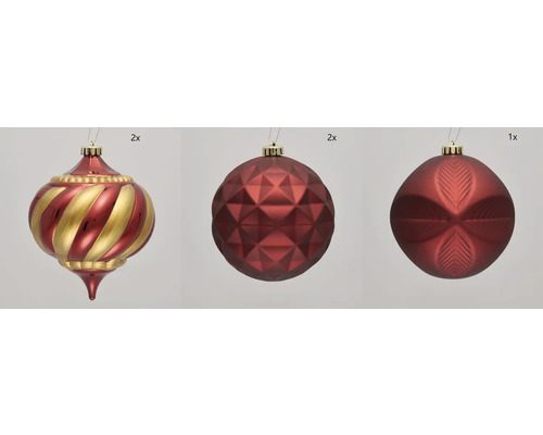 Trois boules de Noël avec différents motifs