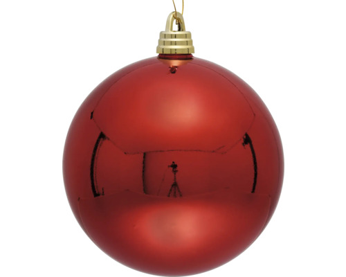 Boule de Noël rouge avec suspension couleur or