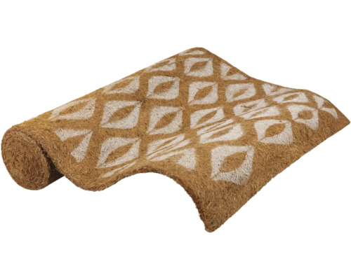 Tapis de coco à motifs, partiellement enroulé
