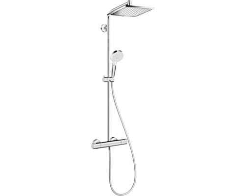 Colonne de douche avec thermostat hansgrohe Crometta E chrome brillant Colonne de douche avec douche de tête et douchette à main