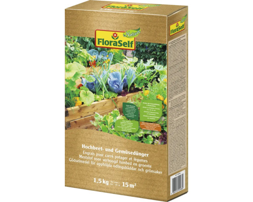 Hochbeetdünger & Gemüsedünger FloraSelf Nature 1,5 kg organischer Dünger FloraSelf Dünger für Hochbeete und Gemüse, 1,5 Kilogramm Packung