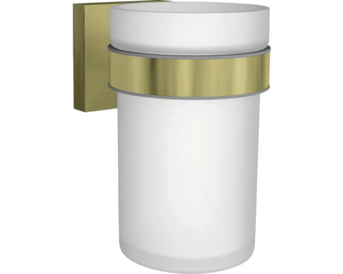 REIKA Zahnputzbecher SAGA gold gebürstet Zahnputzbecher mit Wandhalterung