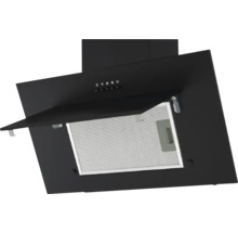 Hotte aspirante avec clapet ouvert et panneau de commande