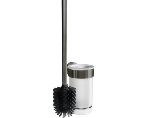 REIKA WC-Bürstengarnitur SAKU WC-Bürstenkopf aus Silikon gun metal gebürstet WC-Bürstengarnitur mit Halterung zur Wandmontage