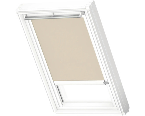 VELUX Dachfenster Rollo blickdicht beige mit weißem Alu-Rahmen elektro RML C02 4155KWL Dachfenster mit Rollo zur Verdunkelung