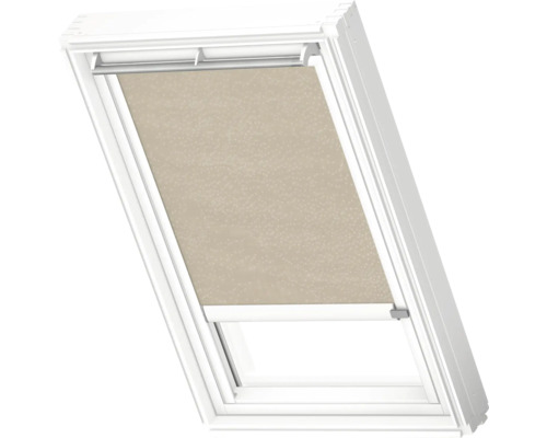 VELUX Dachfenster Rollo blickdicht beige mit weißem Alu-Rahmen elektro RML C02 4171KWL Dachfenster mit Rollo
