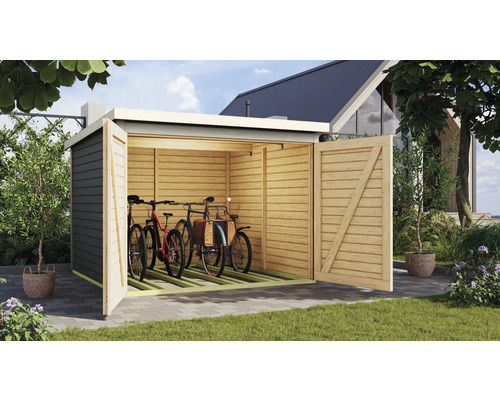 Fahrradgarage Karibu 4 212,5 x 216,5 cm terragrau