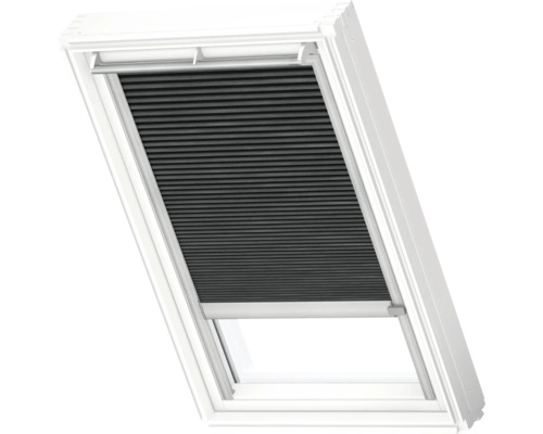VELUX Dachfenster Wabenplissee graphitgrau mit grauem Alu-Rahmen solarbetrieben FSC C02 1047K Dachfenster mit Verdunkelungsplissee