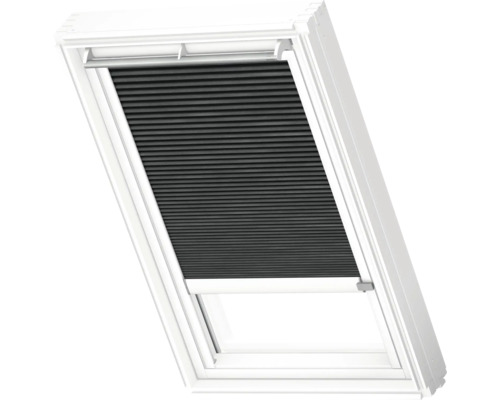 VELUX Dachfenster Wabenplissee graphitgrau mit weißem Alu-Rahmen solarbetrieben FSC C02 1047KWL Dachfenster mit Verdunkelungsplissee