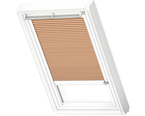 VELUX Dachfenster Wabenplissee apricot mit weißem Alu-Rahmen solarbetrieben FSC C02 1049KWL Dachfenster mit Plissee