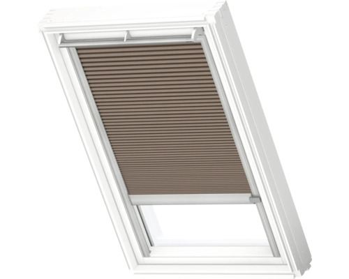 VELUX Dachfenster Wabenplissee muscat mit grauem Alu-Rahmen solarbetrieben FSC C02 1165K Dachfenster mit Plissee