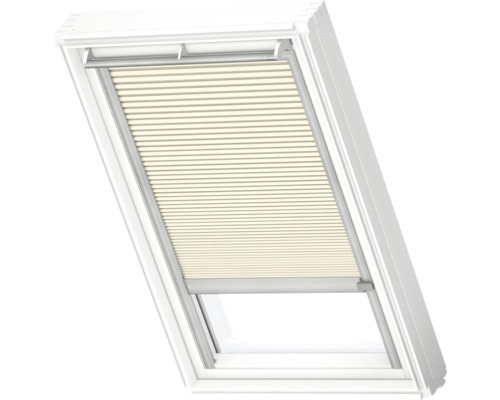 VELUX Dachfenster Wabenplissee elfenbein mit grauem Alu-Rahmen elektronisch FMC MK10 1166K Dachfenster mit Plissee zur Lichtregulierung