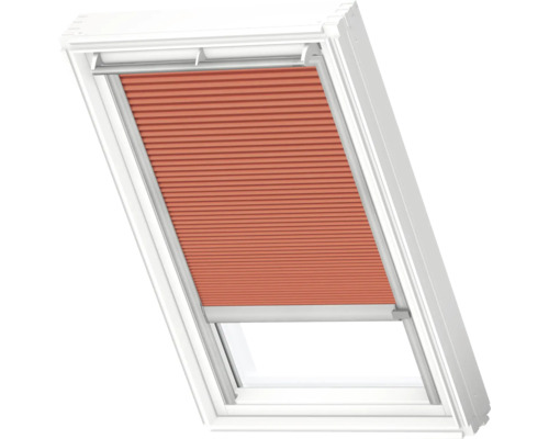 VELUX Dachfenster Wabenplissee sanddorn mit grauem Alu-Rahmen solarbetrieben FSC C02 1167K Dachfenster mit Plissee zur Lichtregulierung