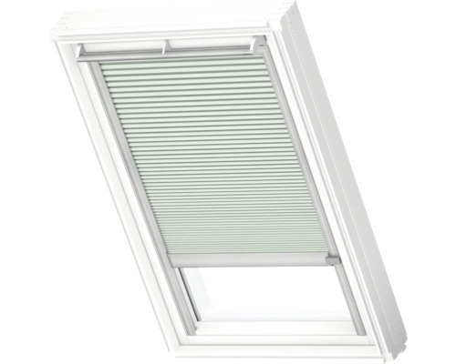 VELUX Dachfenster Wabenplissee blassgrün mit grauem Alu-Rahmen solarbetrieben FSC C02 1168K Dachfenster mit Plissee