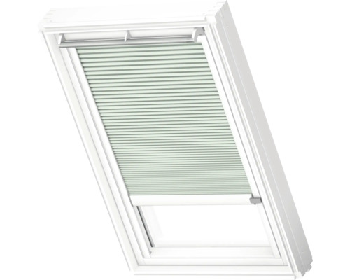 VELUX Dachfenster Wabenplissee blassgrün mit weißem Alu-Rahmen solarbetrieben FSC C02 1168KWL Dachfenster mit Plissee-Sonnenschutz