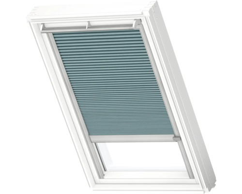 VELUX Dachfenster Wabenplissee petrol mit grauem Alu-Rahmen solarbetrieben FSC C02 1173K Dachfenster mit Faltrollo