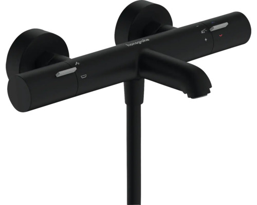 Robinet de baignoire avec thermostat hansgrohe Ecostat Life noir mat 13384670 Mitigeur de douche apparent Hansgrohe noir