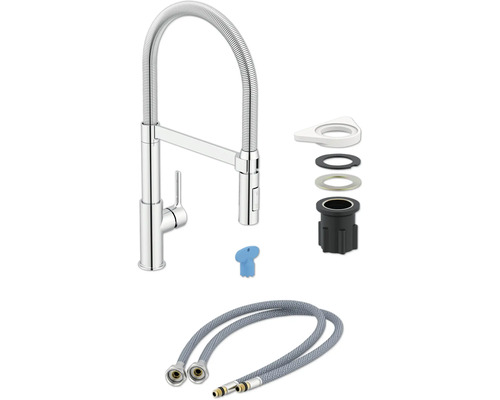 Robinet de cuisine avec flexible de douche et matériel de montage
