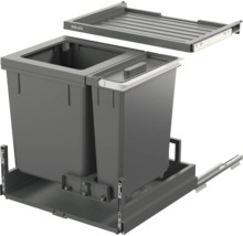 Système de tri des déchets Müllex pour montage en cuisine avec deux bacs et une étagère de rangement