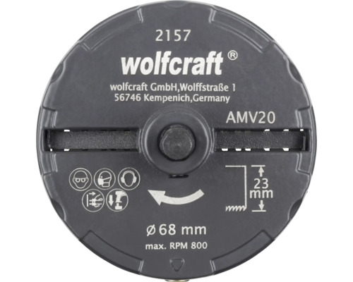 Fraise à rainurer Wolfcraft AMV20 d''un diamètre de 68 mm, maximum 800 tours par minute