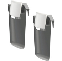 Deux bacs suspendus gris avec couvercles blancs pour ranger des objets