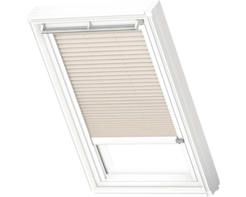 VELUX Dachfenster Plissee blickdicht leinen mit weißem Alu-Rahmen elektronisch FML C02 1275KWL Dachfenster mit Plissee für den Sicht- und Sonnenschutz