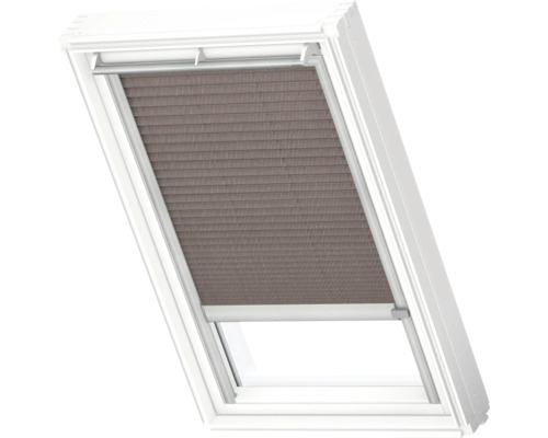 VELUX Dachfenster Plissee blickdicht mocca gepunktet mit grauem Alu-Rahmen elektronisch FML C02 1276K Dachfenster mit Plissee-Rollo zur Verdunkelung