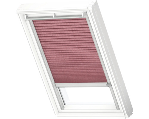 VELUX Dachfenster Plissee blickdicht weinrot mit grauem Alu-Rahmen elektronisch FML UK04 1279K Plissee-Rollo für Dachfenster