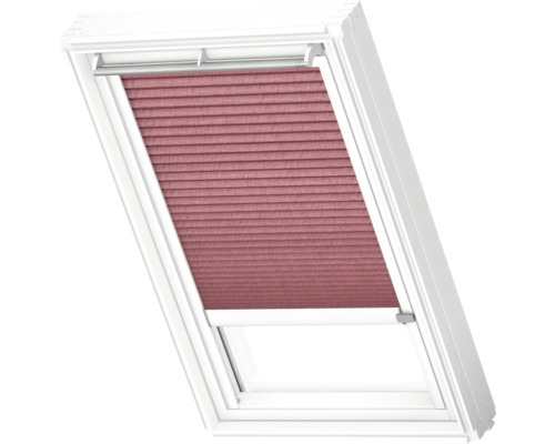 VELUX Dachfenster Plissee blickdicht weinrot mit weißem Alu-Rahmen elektronisch FML C04 1279KWL Dachfenster mit Plissee zur Verdunkelung