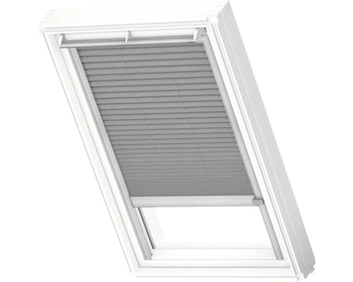 VELUX Dachfenster Plissee blickdicht grau mit grauem Alu-Rahmen elektronisch FML C04 1282K Dachfenster mit Plissee-Sichtschutz