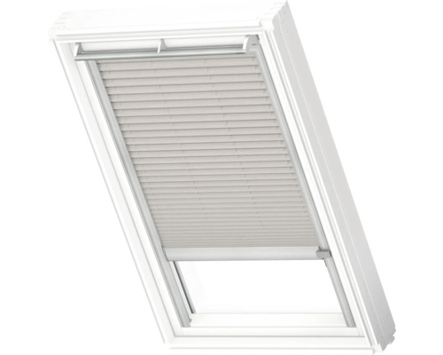 VELUX Dachfenster Plissee blickdicht silbergrau mit grauem Alu-Rahmen elektronisch FML C02 1284K Dachfenster mit Jalousie