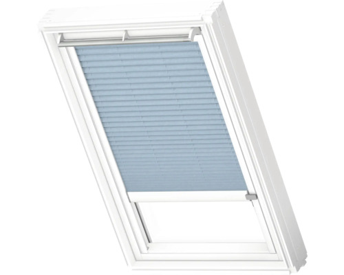 VELUX Dachfenster Plissee blickdicht denim mit weißem Alu-Rahmen elektronisch FML C02 1286KWL Dachfenster mit Plissee-Sonnenschutz