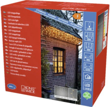 Emballage d''une guirlande de stalactites à LED pour l''extérieur avec 400 lumières couleur ambre