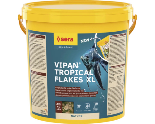 Alimentation principale sera Vipan Nature GF 2 kg Sera Vipan Tropical Flakes XL nourriture pour poissons dans un seau