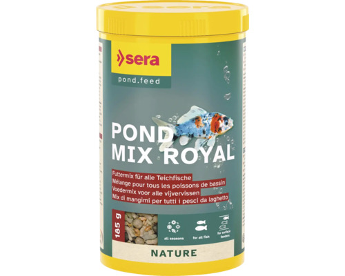 Nourriture pour poissons Sera Pond Mix Royal 1000 ml Sera Pond Mix Royal nourriture pour poissons de bassin en boîte de 185 grammes