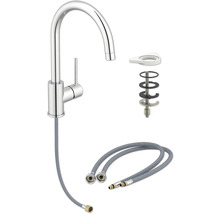 Robinet de cuisine avec flexibles de raccordement et matériel de fixation