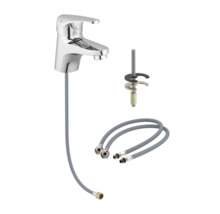 Robinet de lavabo avec tuyaux de raccordement et matériel de fixation