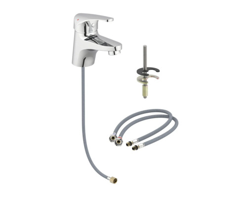 Robinet de lavabo avec tuyaux de raccordement et matériel de fixation