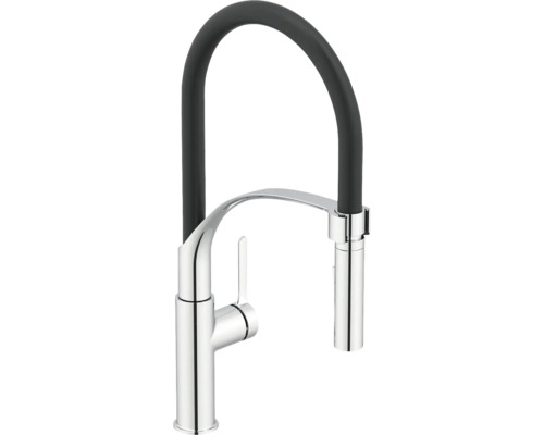 Robinet de cuisine KEO flexible PANI CoolStart et montage rapide par dessous "Quickfix" chrome Robinet de cuisine avec douchette extractible et bec haut
