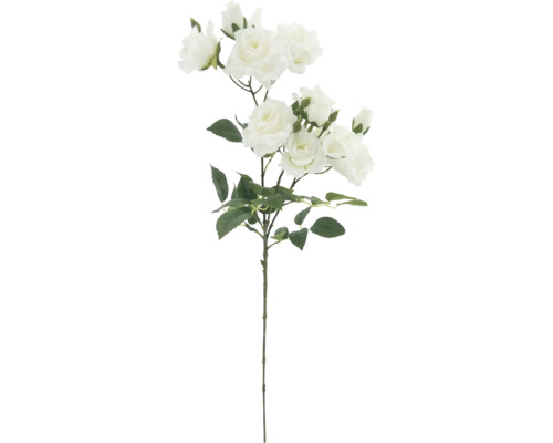 Künstlicher Rosenzweig mit weißen Blüten und grünen Blättern