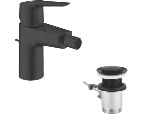 Robinet de bidet noir avec garniture de vidage