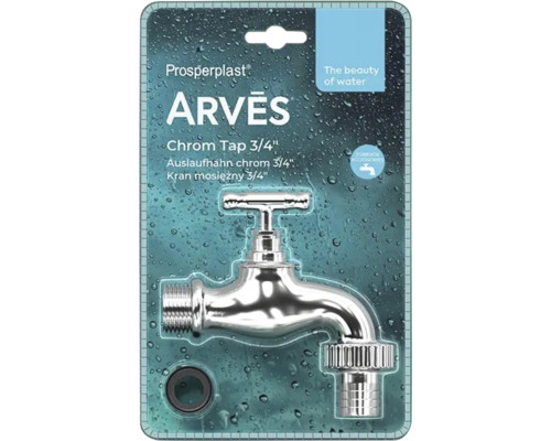 Prosperplast Arves Chrom Wasserhahn 3/4 Zoll in Verpackung