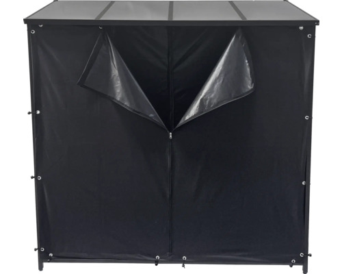 Armoire de jardin avec fermeture éclair et portes ouvertes