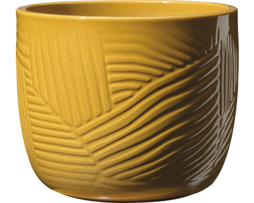 Cache-pot décoratif en céramique avec motif de feuilles