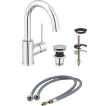 Robinet de lavabo avec garniture de vidange et tuyaux flexibles